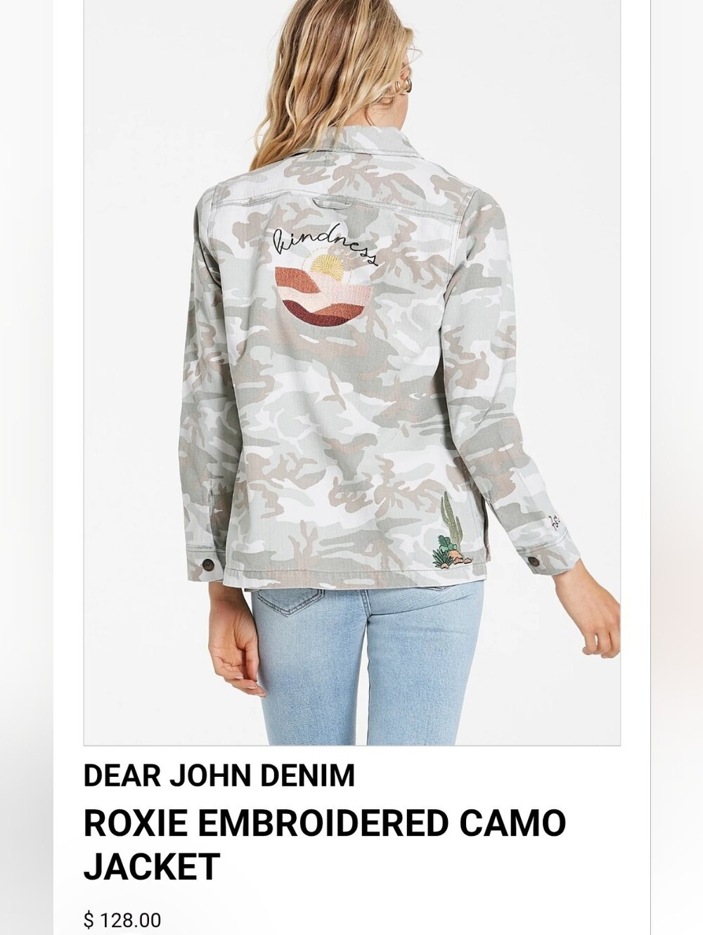 Dear John ROXIE Camo Utility Jacket Embroidered Kindness Desert Field Jacket XS